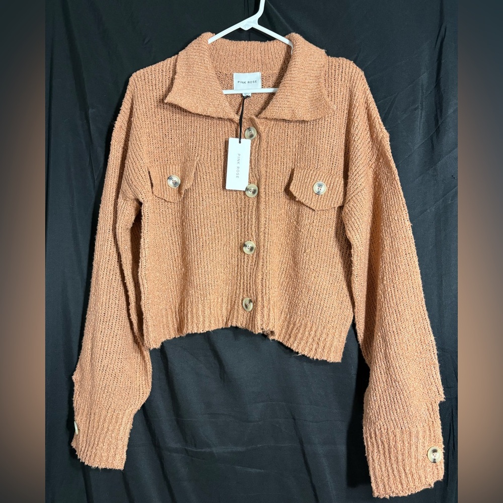 Pink Rose Blush colored Knit Cardigan NWT